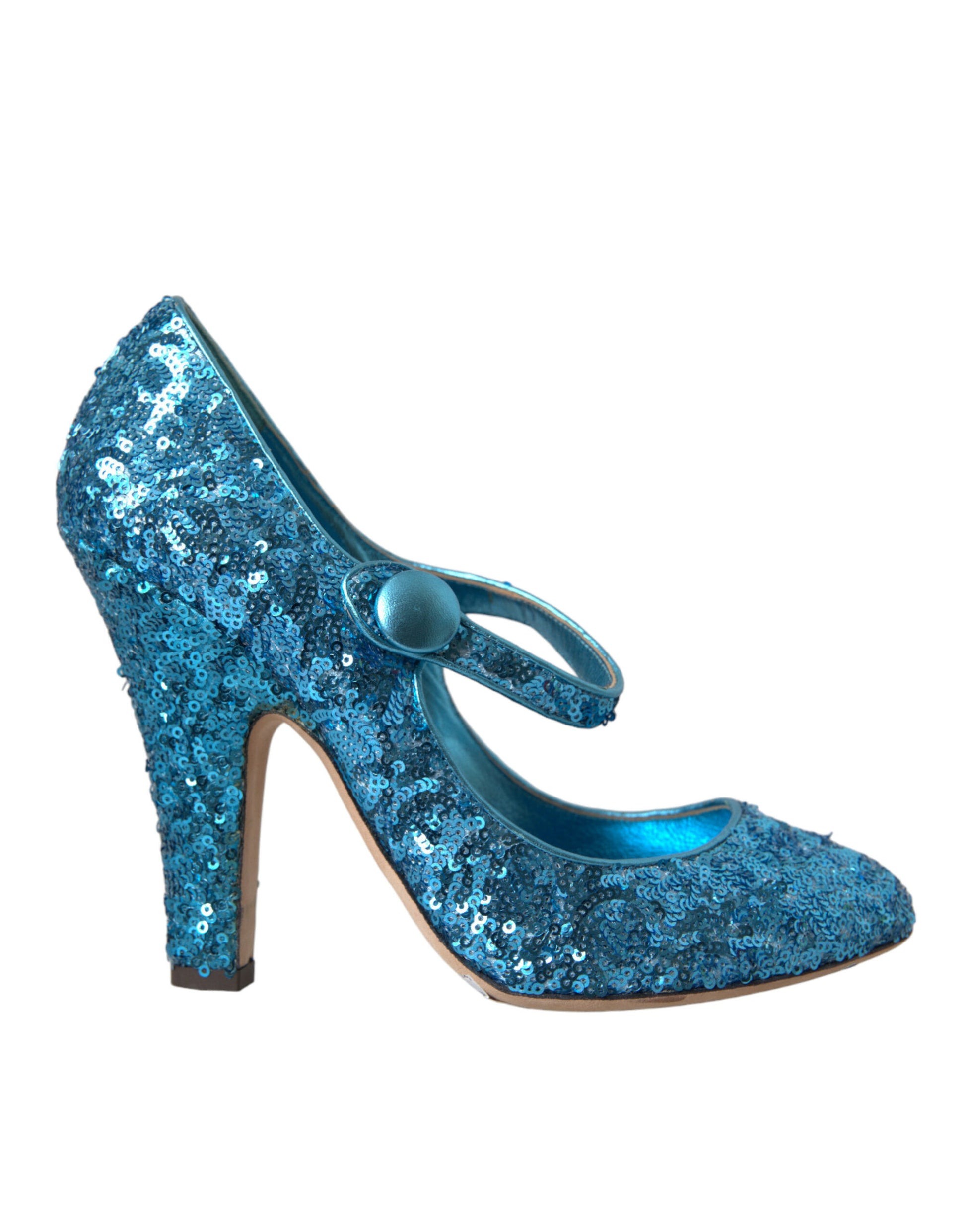 Blauwe pailletten Mary Jane pumps hoge hakken schoenen