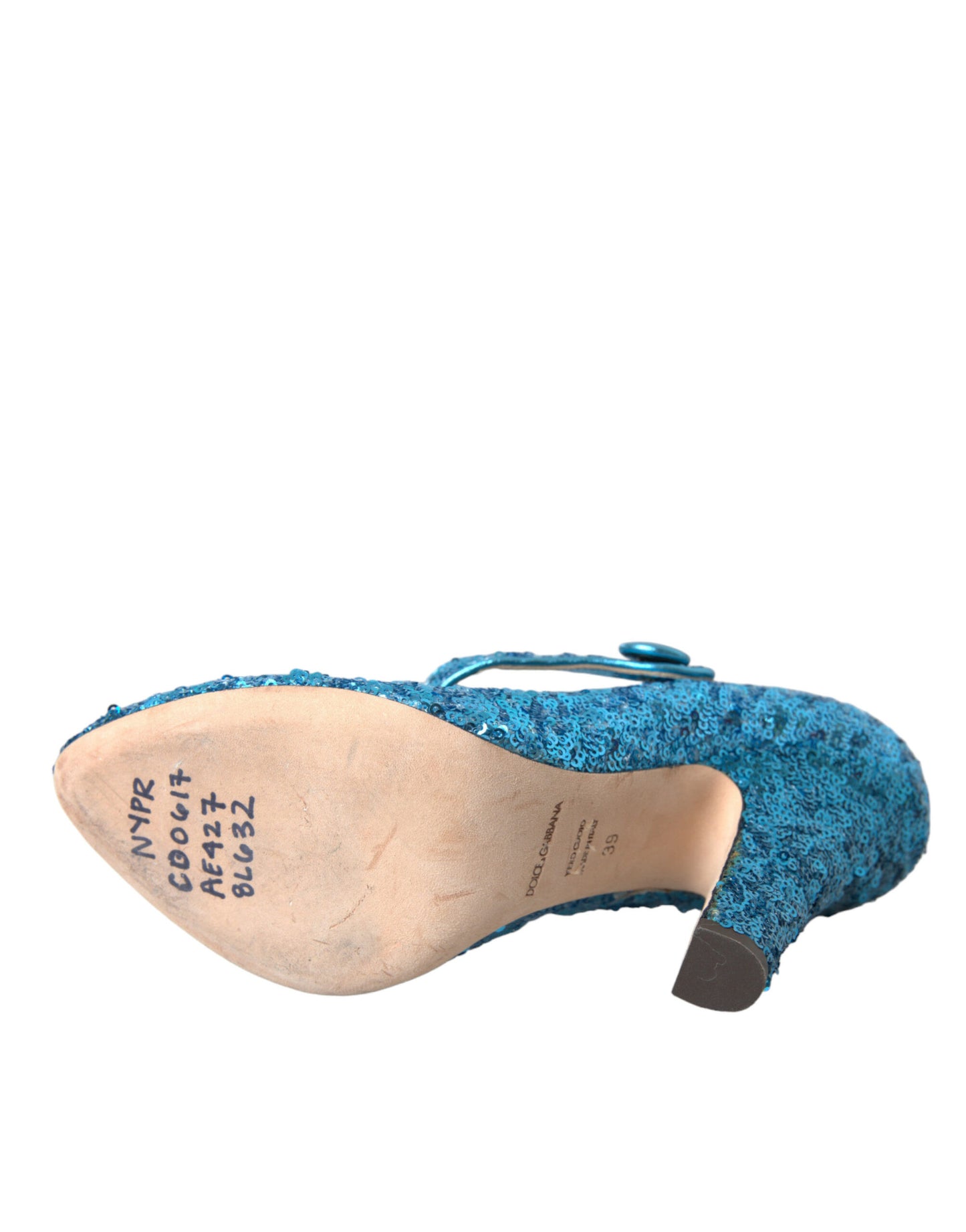 Blauwe pailletten Mary Jane pumps hoge hakken schoenen