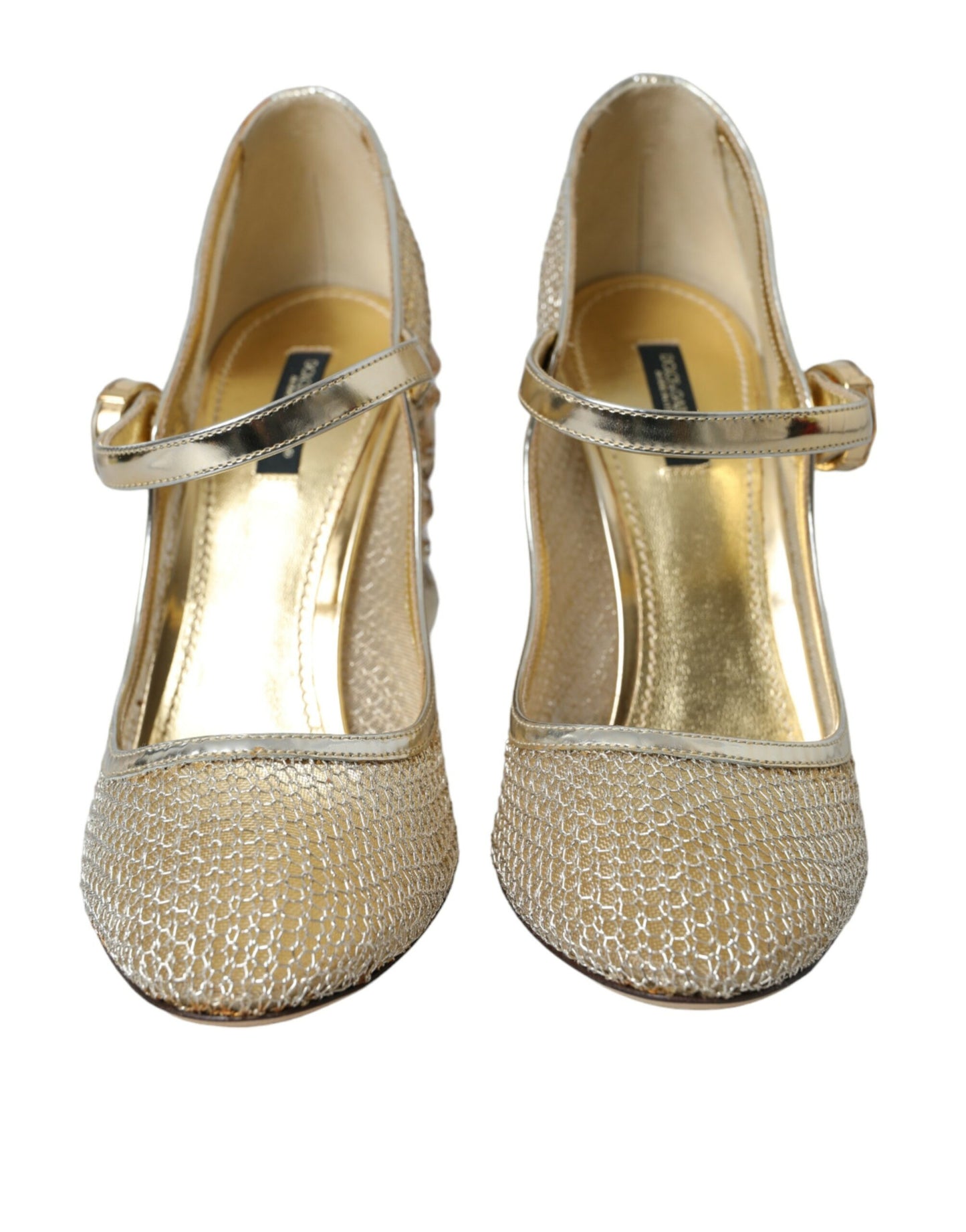 Goudkleurige mesh kristal Mary Jane pumps hakken schoenen