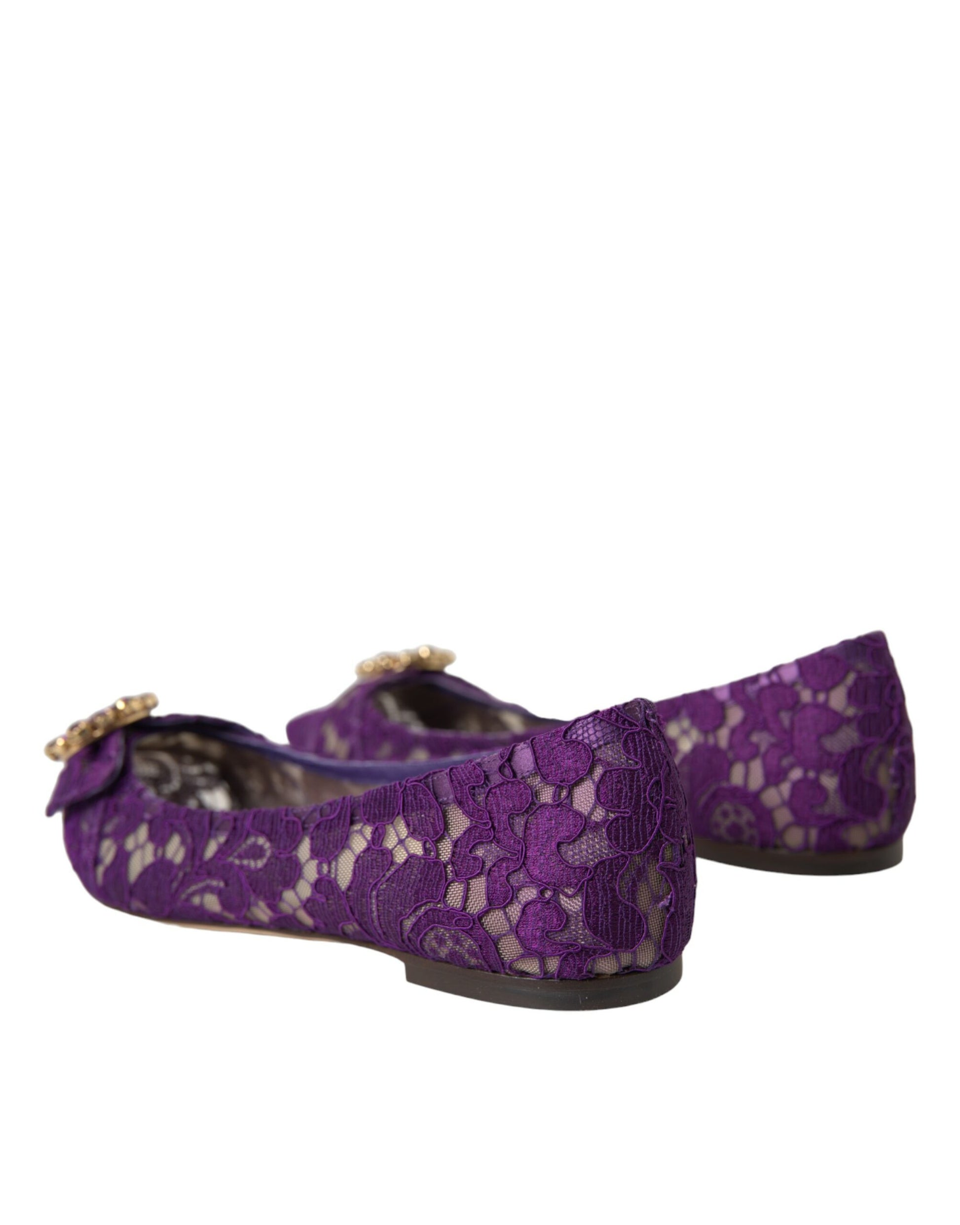 Purple Taormina Lace Crystal Loafers Shoes