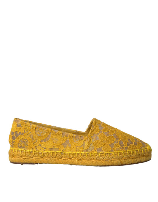 Gele Taormina Lace Espadrille Loafers Flats Schoenen