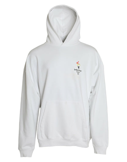 Witte katoenen logo hoodie met capuchon