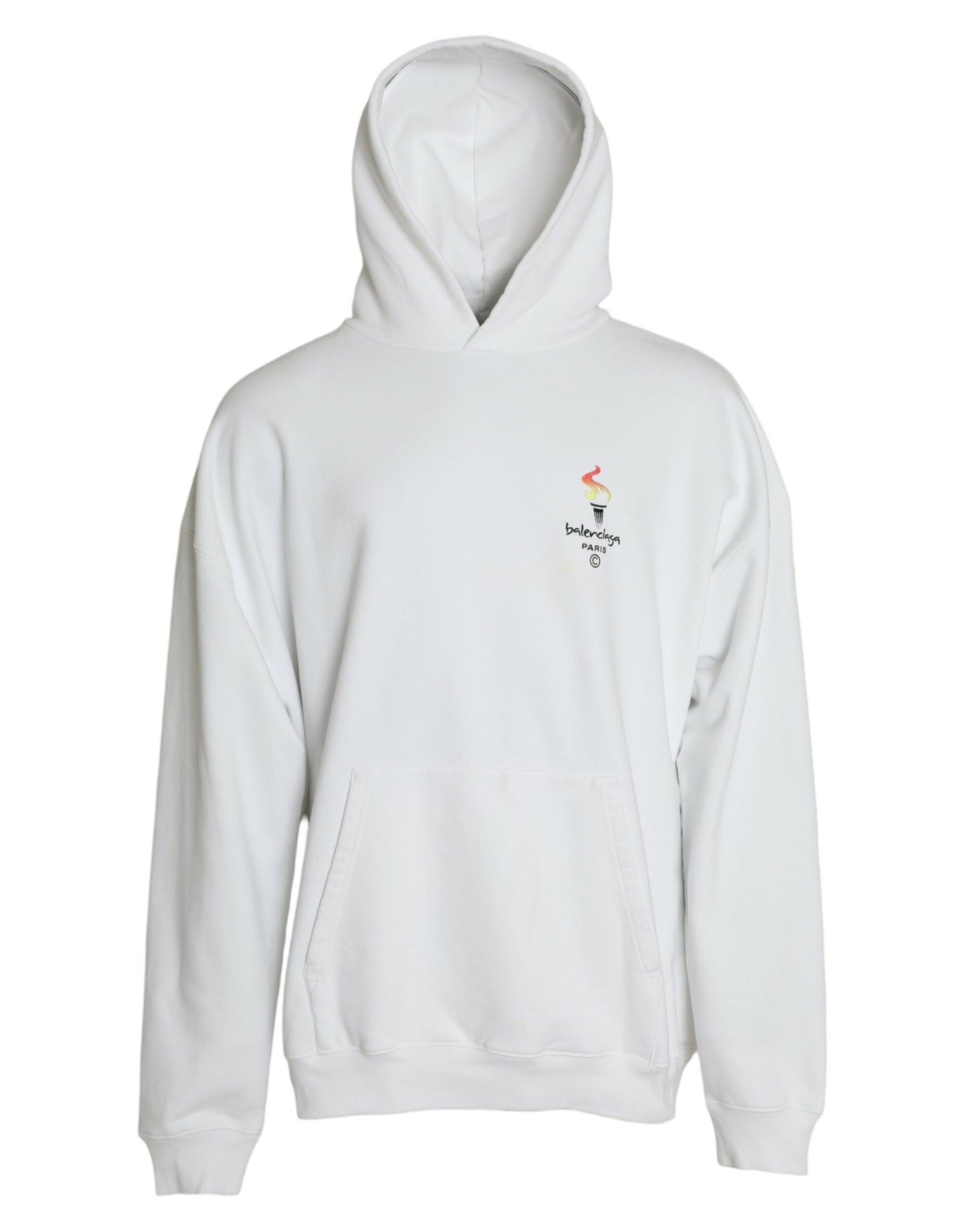 Witte katoenen logo hoodie met capuchon