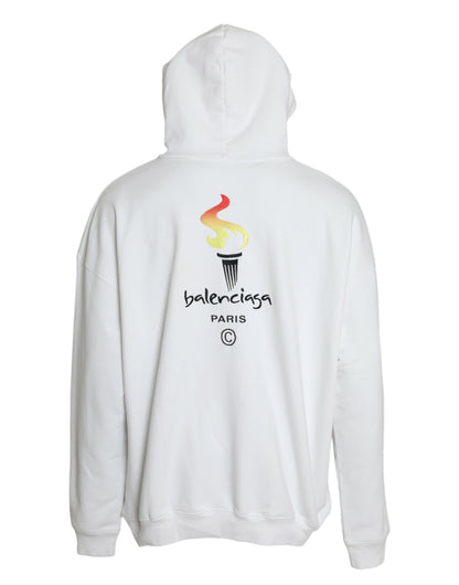 Witte katoenen logo hoodie met capuchon