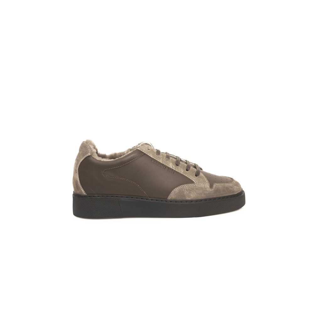 Beige Leather Men Sneaker