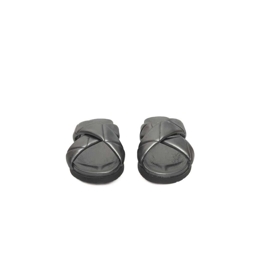 Gray Sheepskin Women Sandal