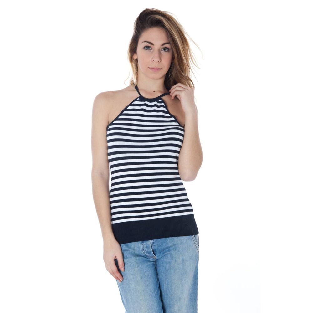 Blauwe katoenen top en T-shirt