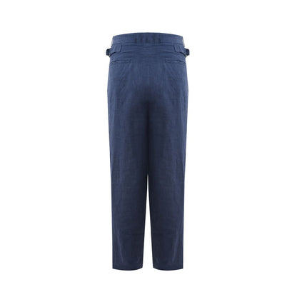 Elegante linnenblauwe broek voor heren