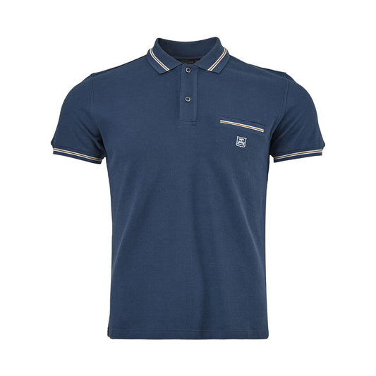 Elegante blauwe Italiaanse katoenen poloshirt