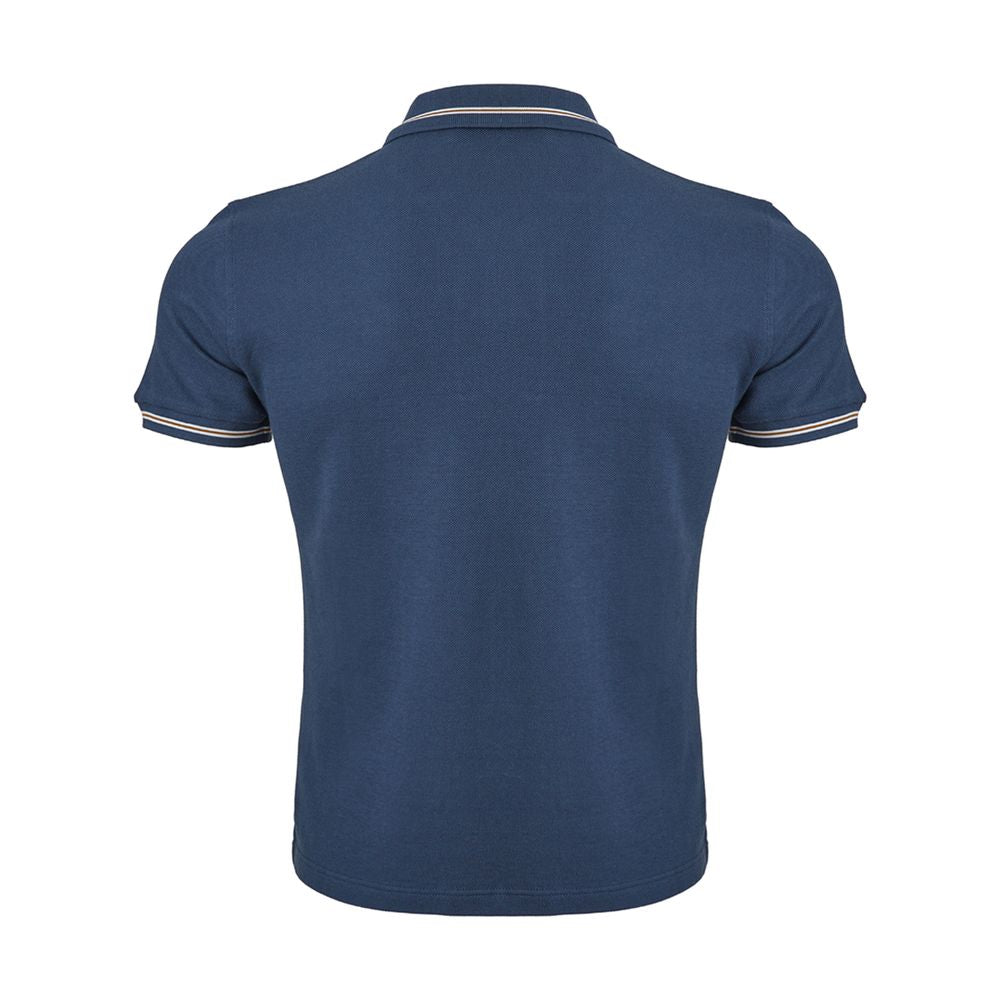 Elegante blauwe Italiaanse katoenen poloshirt