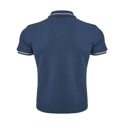 Elegante blauwe Italiaanse katoenen poloshirt