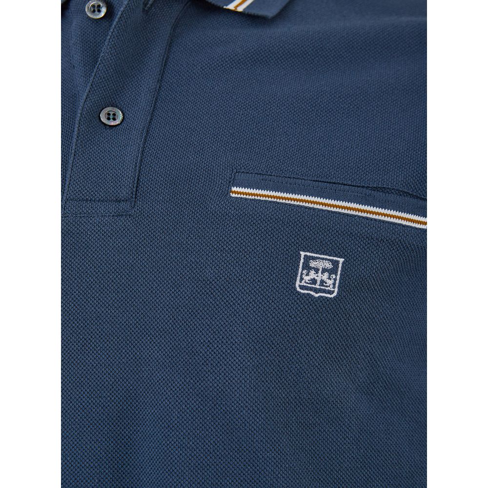 Elegante blauwe Italiaanse katoenen poloshirt