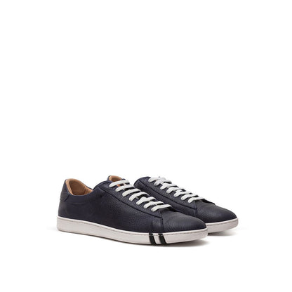 Elegante blauwe leren sneakers voor heren