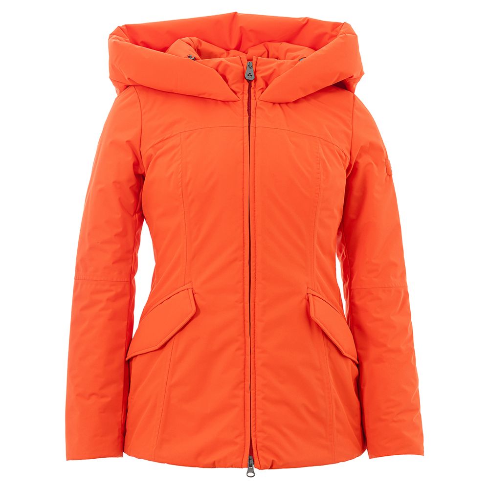 Elegante oranje polyester jas voor dames