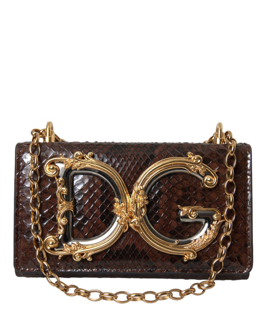 Bruine Python leren DG meisjes crossbody telefoontas