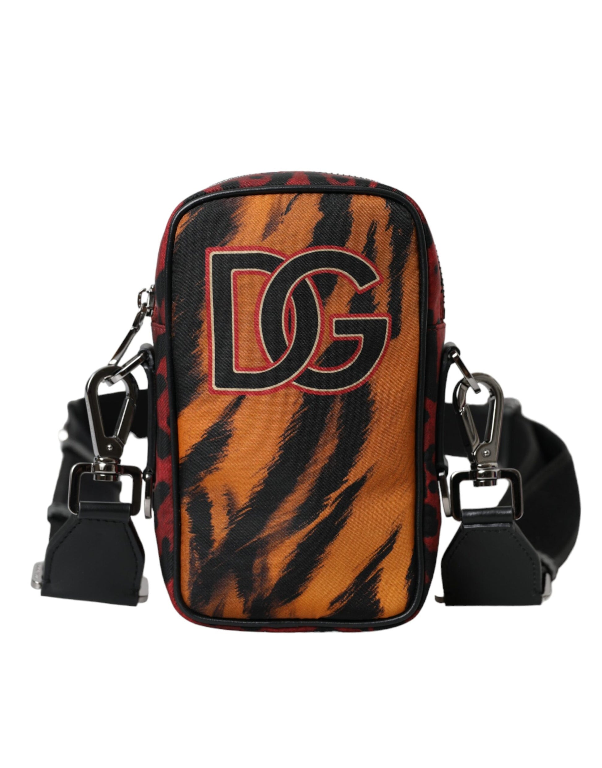 Multicolor tijgerprint nylon logo crossbodytas