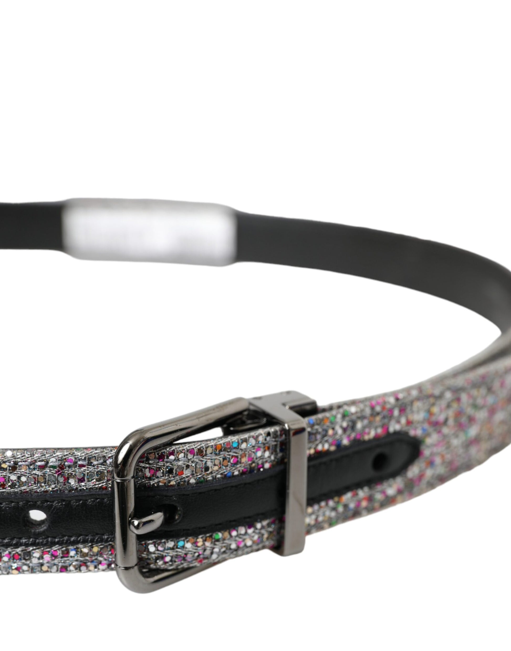 Multicolor Embellished Silver Metal Buckle Belt