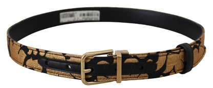 Multicolor Jacquard leren logo gesp riem