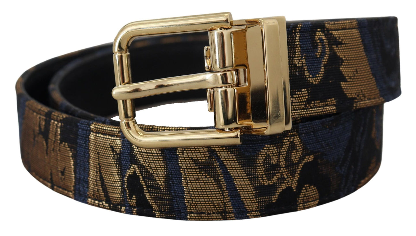 Multicolor Jacquard leren logo gesp riem