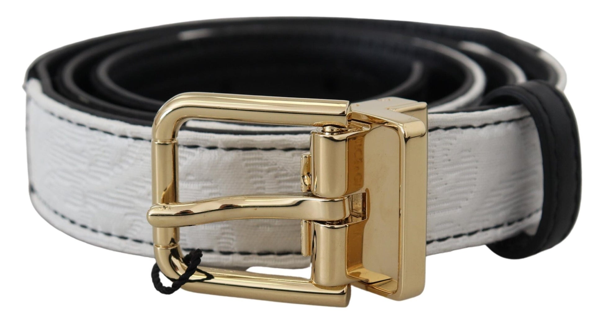 Witte zwarte patchwork gouden metalen gesp riem