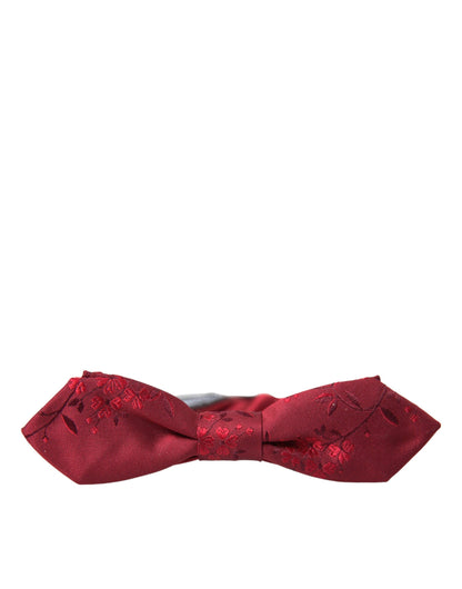 Red Brocade Silk Adjustable Neck Men Bow Tie