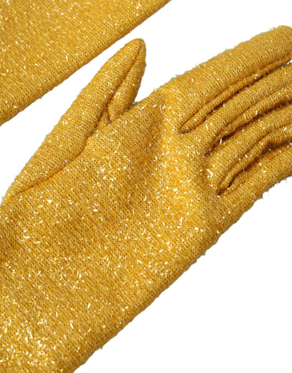 Gouden Lurex Fantasia Mid Arm Lengte Handschoenen