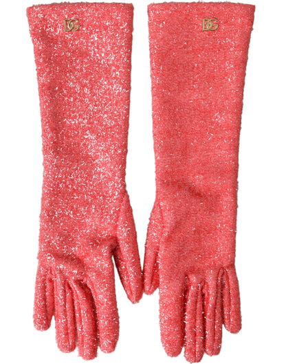 Roze Lurex Fantasia Mid Arm Length Handschoenen