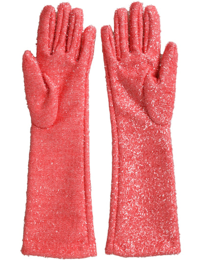 Roze Lurex Fantasia Mid Arm Length Handschoenen