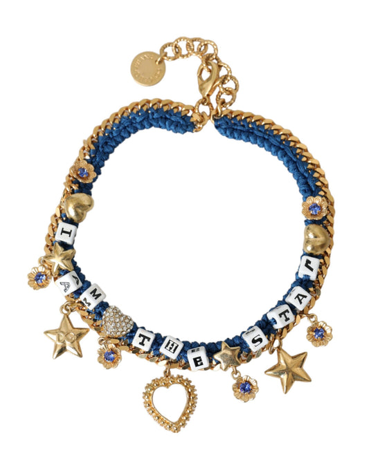 Armband van goudkleurig messing met ketting Iam The Star