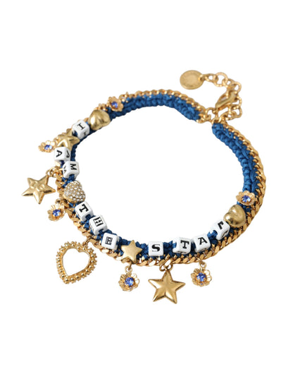 Armband van goudkleurig messing met ketting Iam The Star