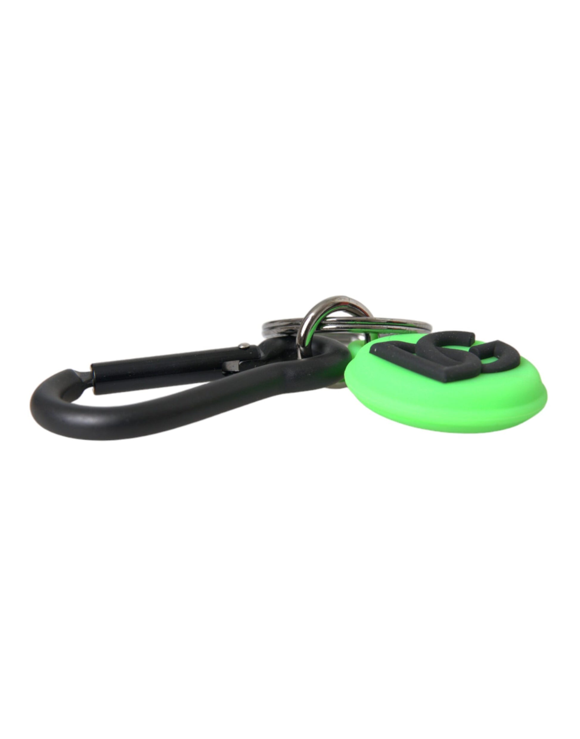 Groene rubberen DG-logo ronde messing metalen sleutelhanger