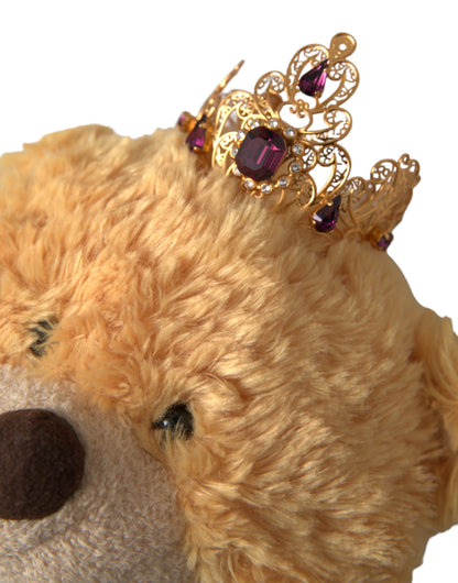 Bruine Teddybeer Gouden Kristallen Kroon Haarband Diadeem