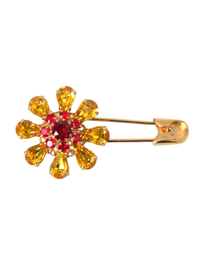 Goud messing bloemen kristal sieraden broche pin