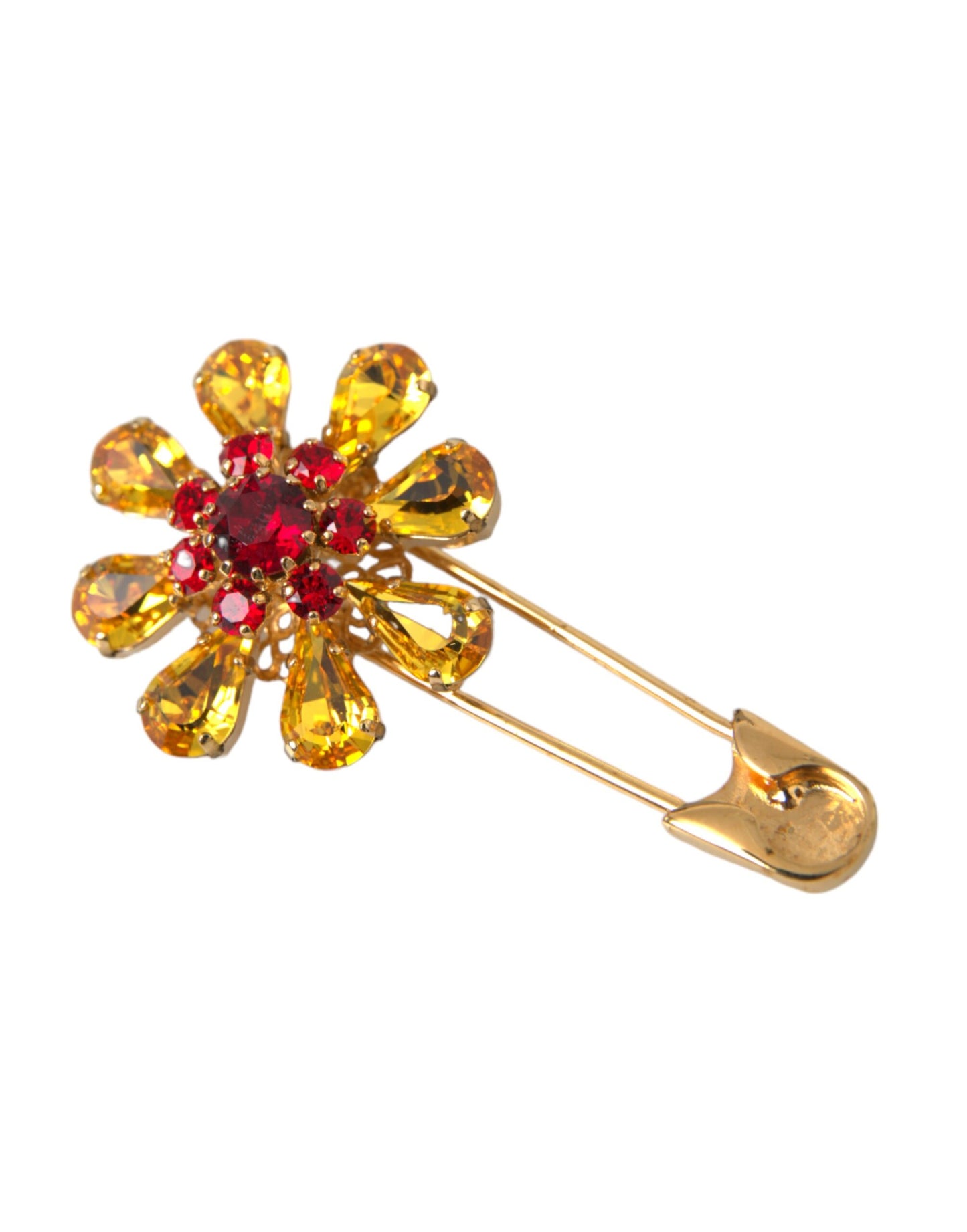 Goud messing bloemen kristal sieraden broche pin