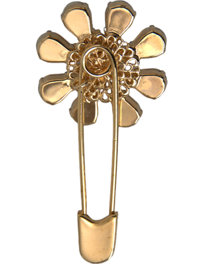 Goud messing bloemen kristal sieraden broche pin