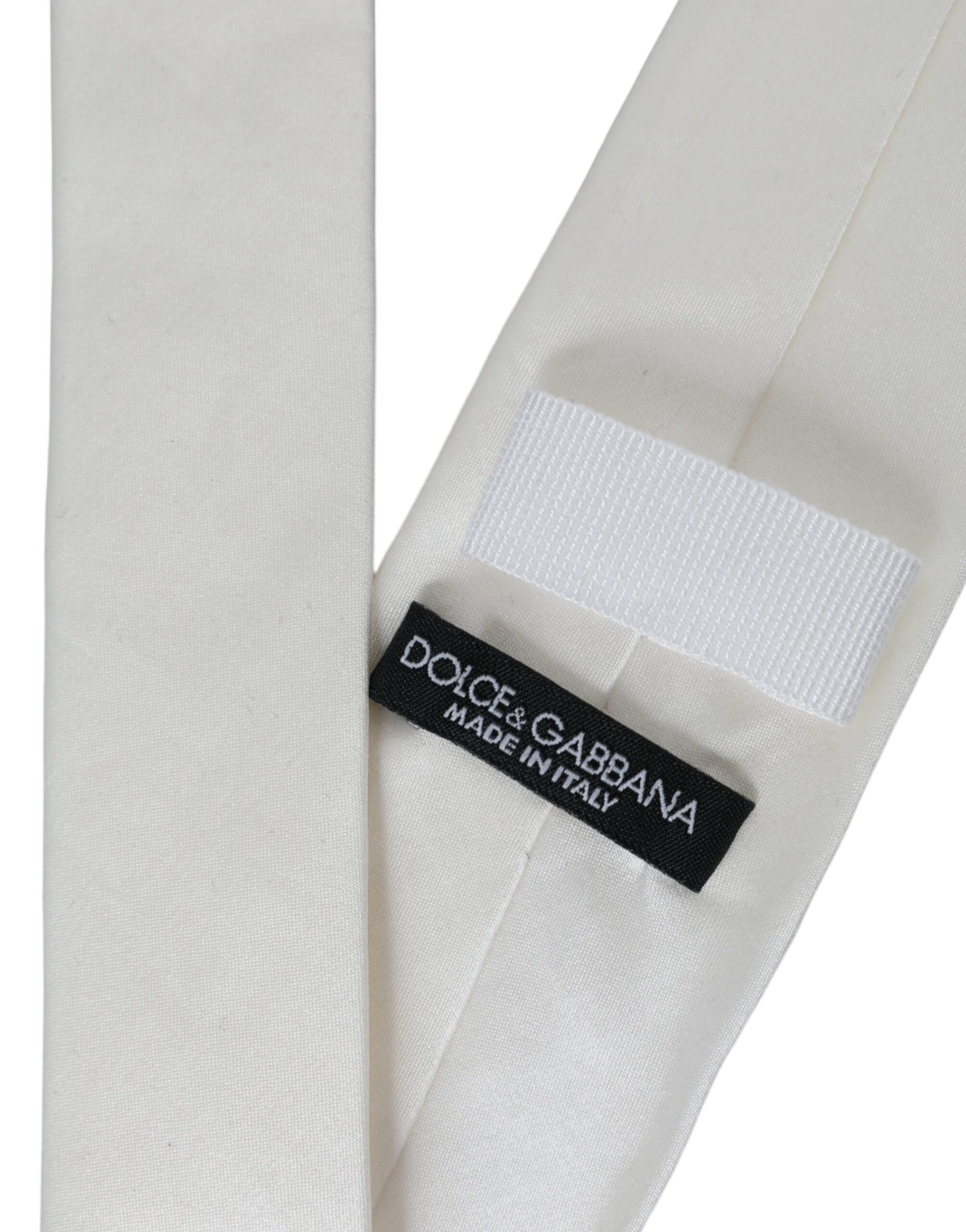 White Silk Blend Adjustable Tie Men