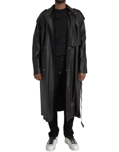 Black Matte Waterproof Leather Coat Jacket