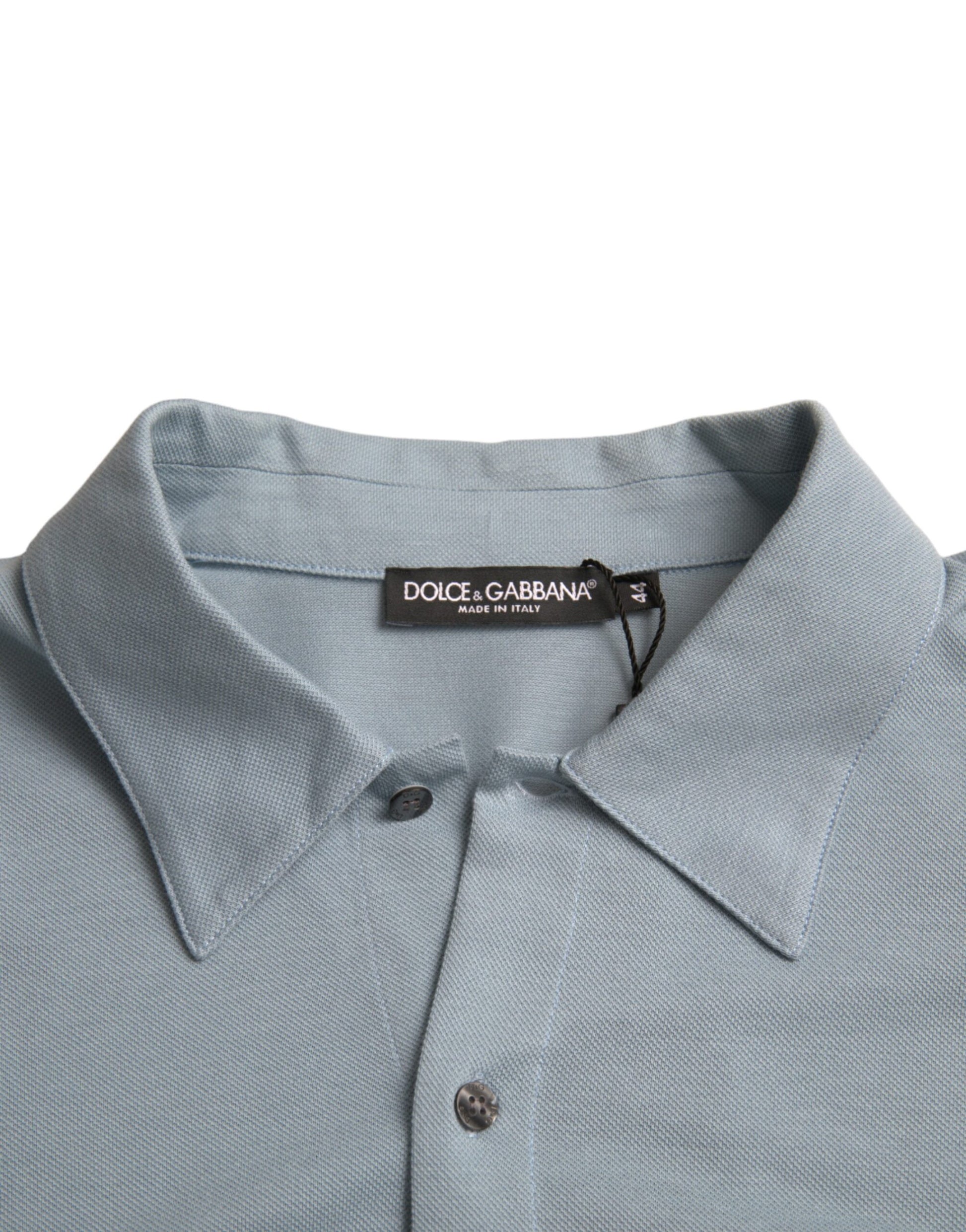 Lichtblauw logo katoenen poloshirt met kraag