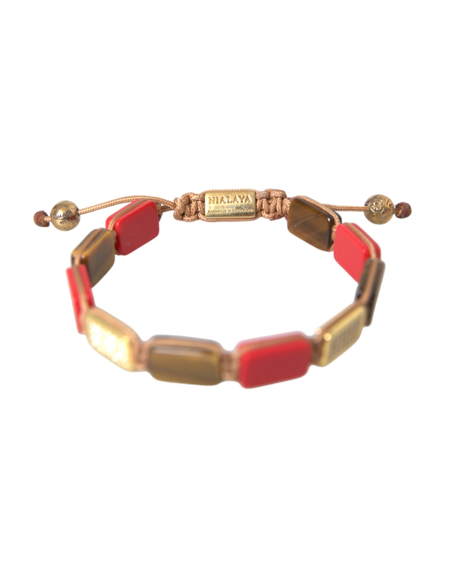 CZ Tijgeroog Rood Koraal 925 Zilveren Heren Armband