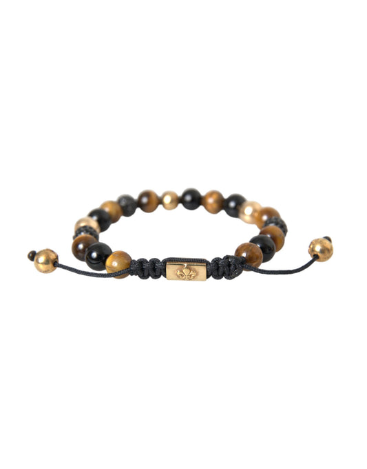 CZ Ball Tiger Eye Stone Koperen Kralen Heren Armband