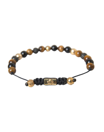 CZ Ball Tiger Eye Stone Koperen Kralen Heren Armband