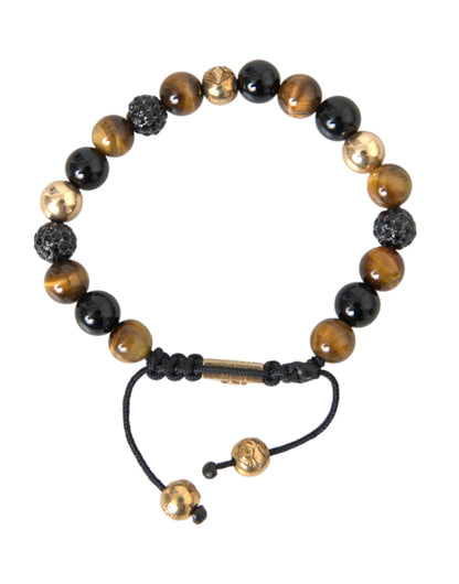 CZ Ball Tiger Eye Stone Koperen Kralen Heren Armband