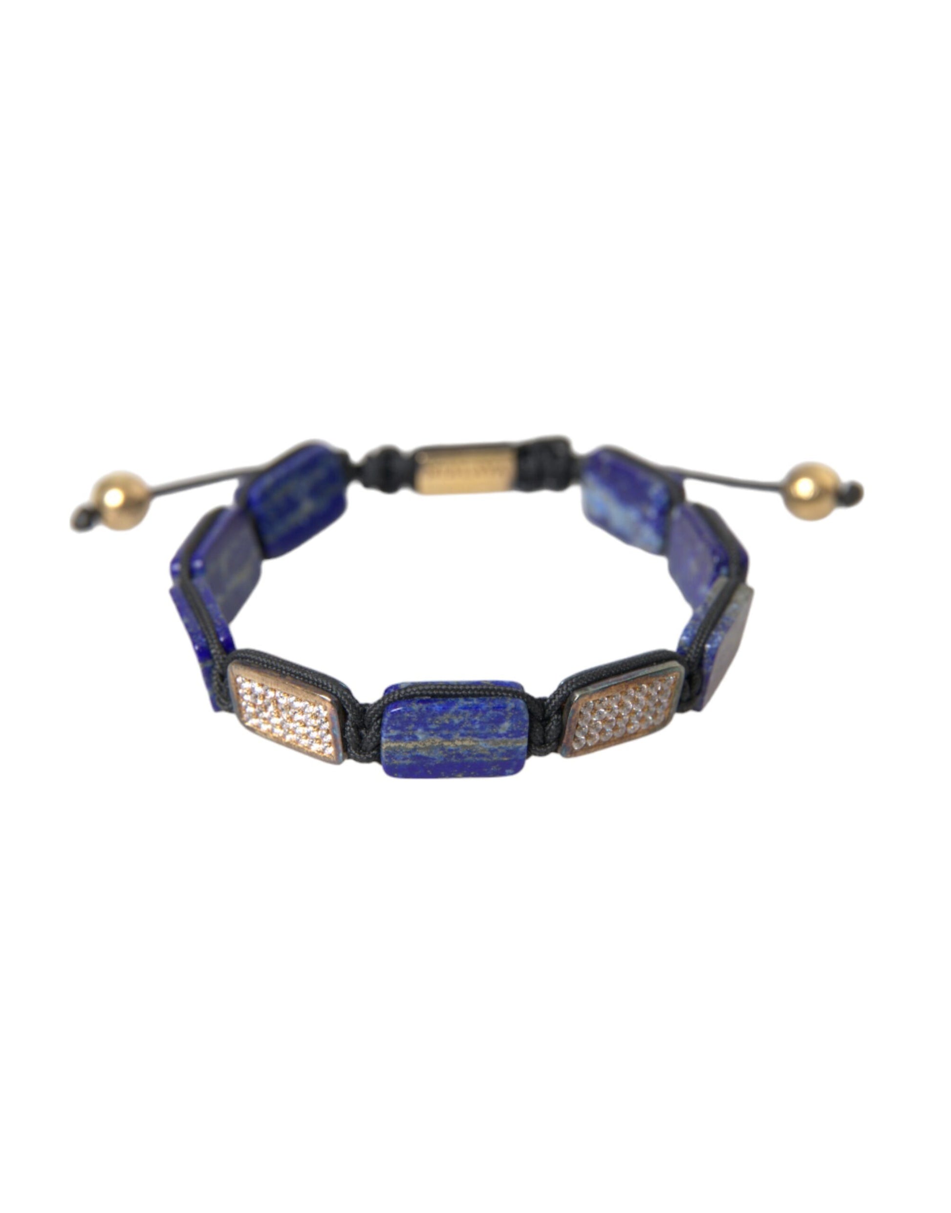 Armband met platte kralen, blauw lapis wit CZ 925, heren