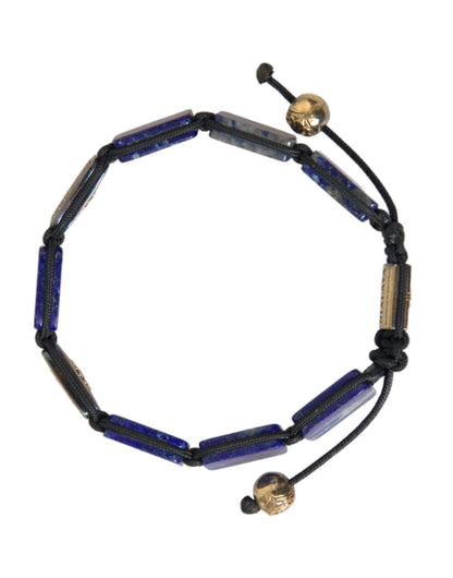 Armband met platte kralen, blauw lapis wit CZ 925, heren