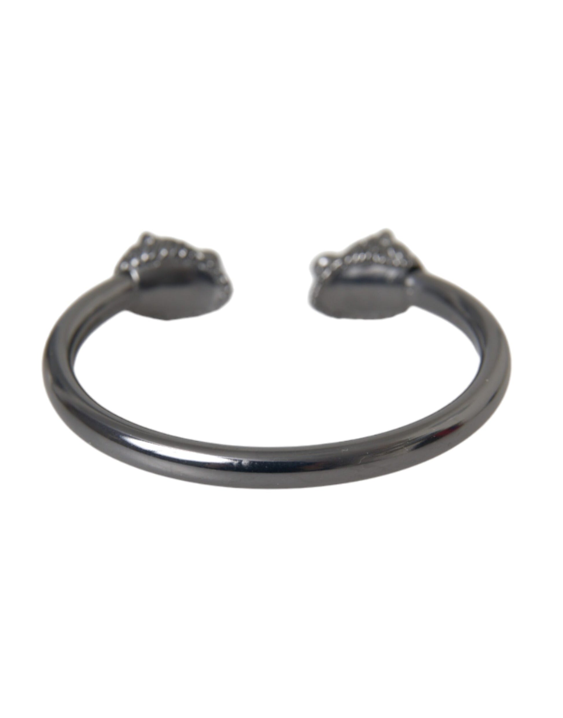 Zwarte Rhodium Leeuw Bangle Armband Dames