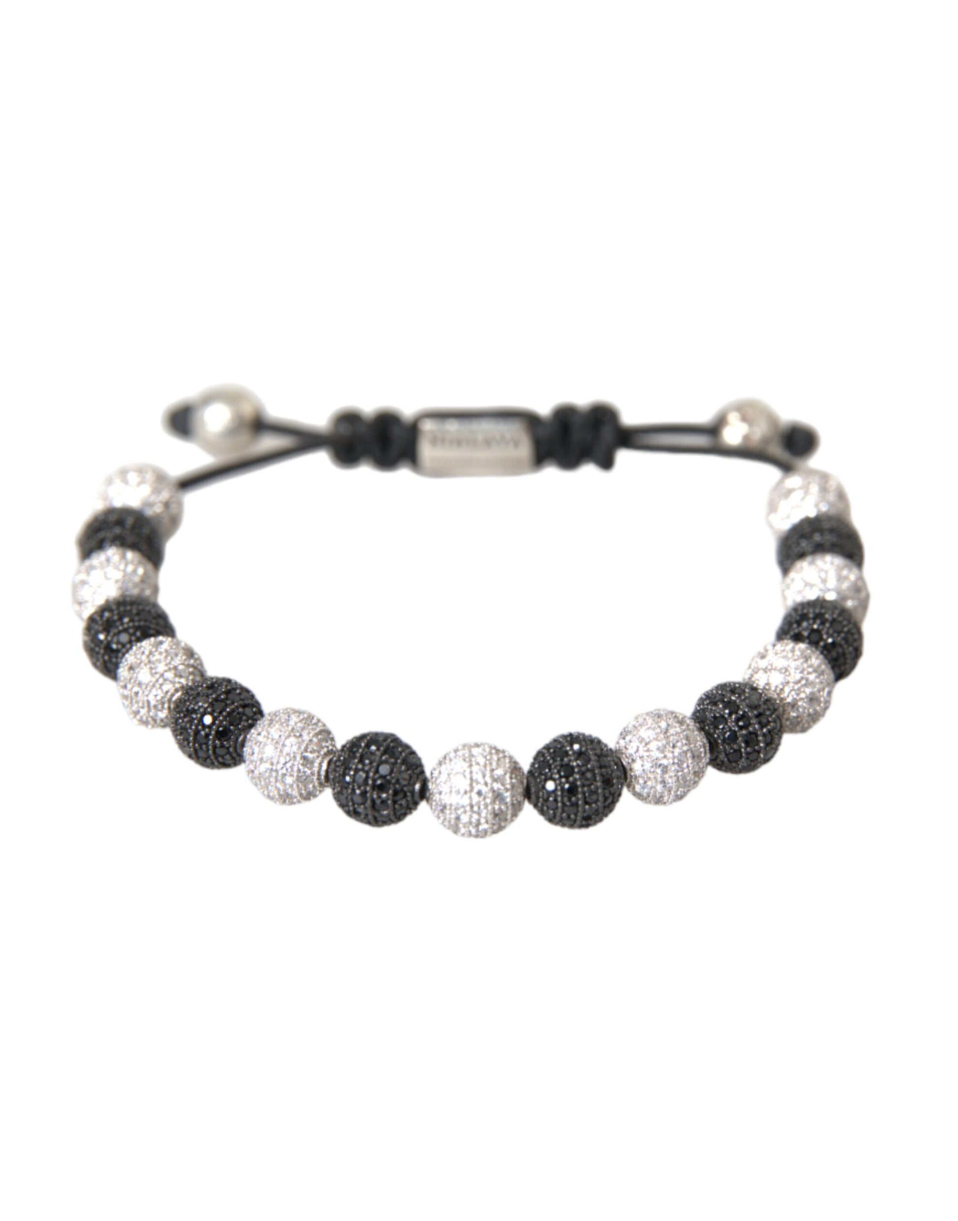 CZ Crystal Ball Zwart Wit Kralen Armband