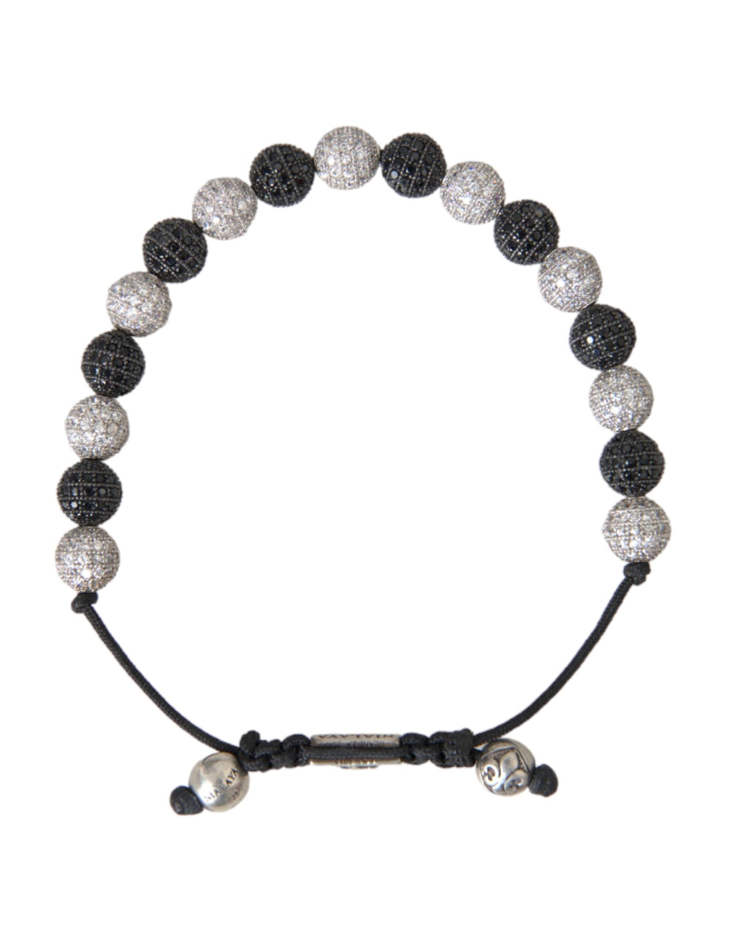 CZ Crystal Ball Zwart Wit Kralen Armband