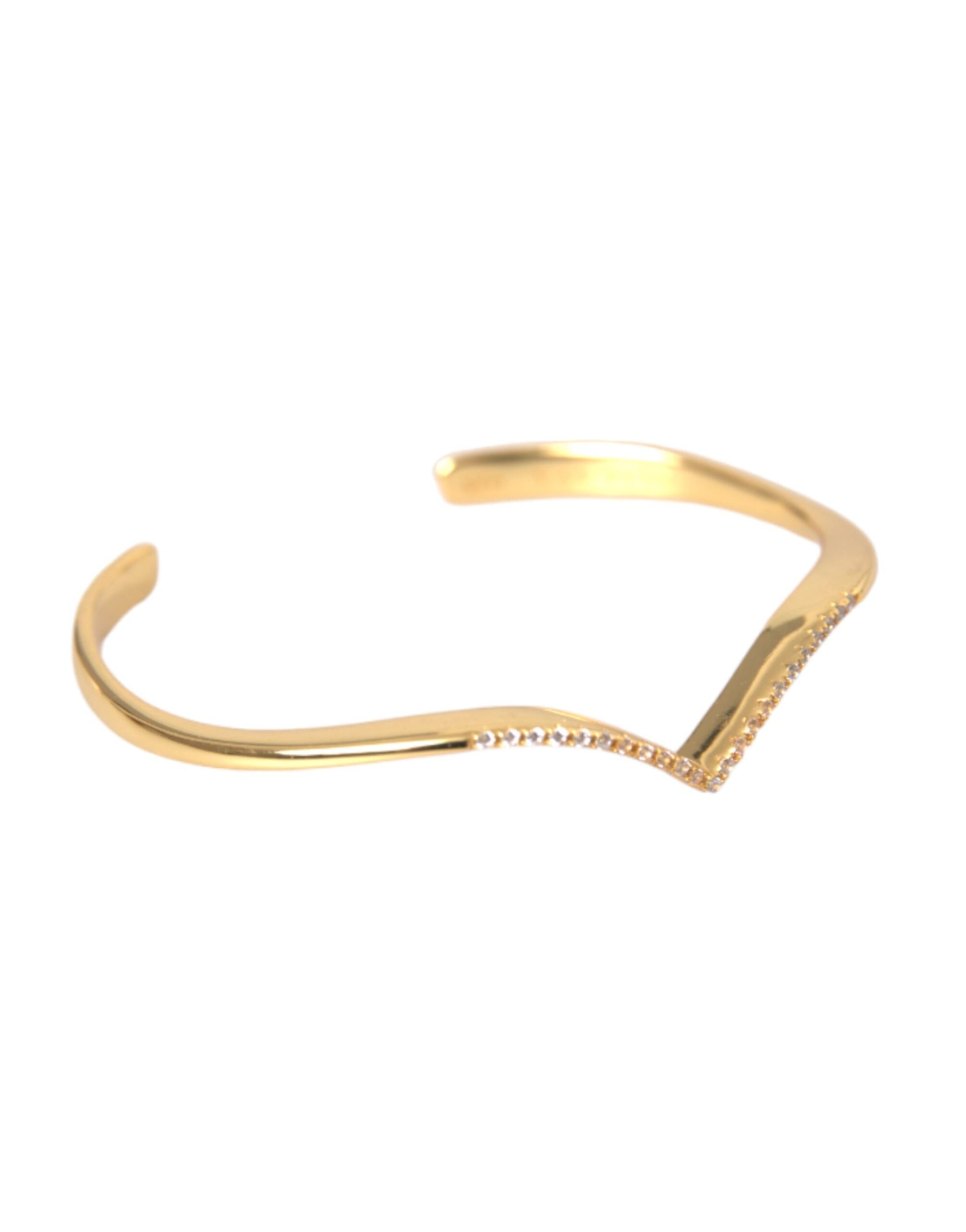 Gebogen vleugel manchet Skyfall goud CZ 925 armband