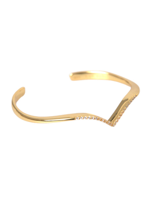 Gebogen vleugel manchet Skyfall goud CZ 925 armband