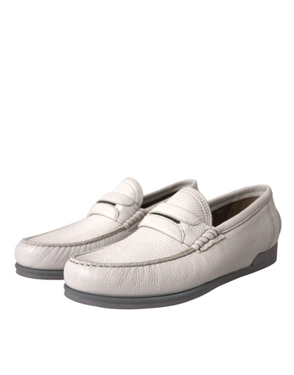 Witte grijze leren slip mocassin schoenen loafer